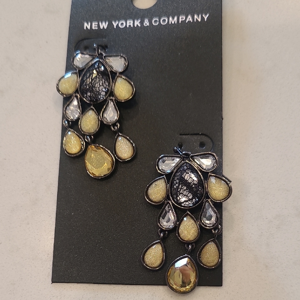 New York & Company Gold and Silver Chandelier Earrings